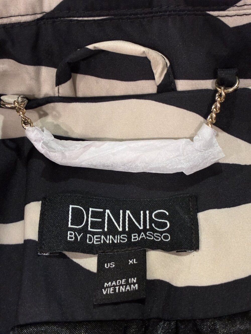Dennis Basso Zebra Print Long Sleeve Belted Raincoat Black Cream Women XL NWOT - Picture 2 of 9